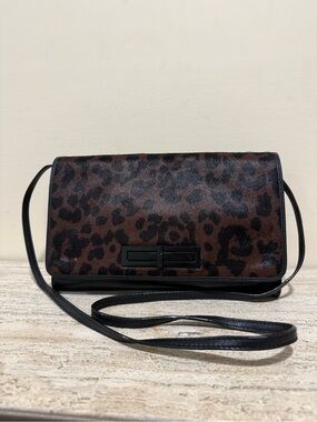 Elliott Lucca Brown and Black Leopard Crossbody Clutch